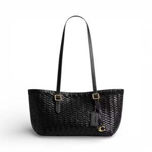 NWT Coach Woven Leather Swing Tote Carryall Shoulder Bag